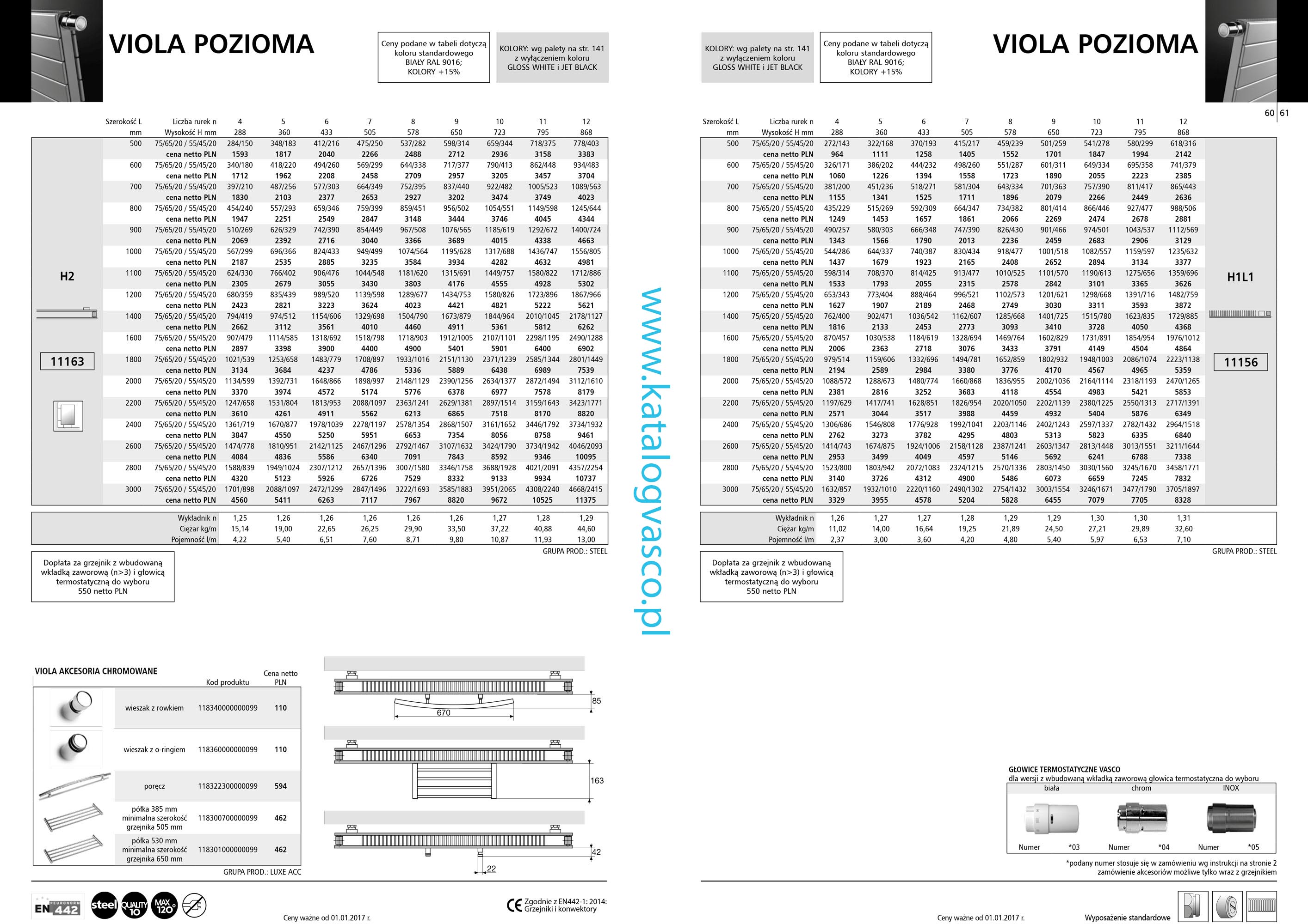 Katalog Vasco 2017 - Grzejnik Viola Pozioma H2 i H1L1